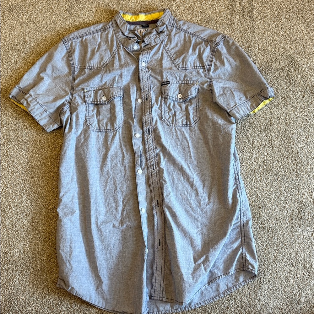 Buffalo David Bitton Light Gray Short Sleeve Shirt